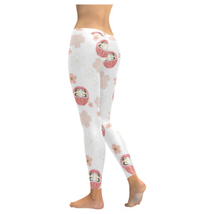 Daruma japanese wooden doll cherry blossom flower Women's Legging Fulfilled In US