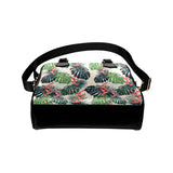 heliconia flowers, palm and monstera leaves Shoulder Handbag