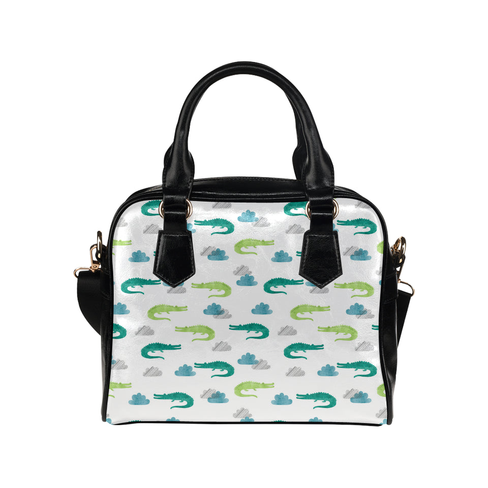 watercolor crocodile pattern Shoulder Handbag