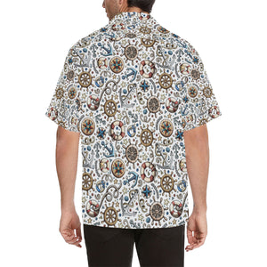 Cute nautical steering wheel anchor pattern Men's All Over Print Hawaiian Shirt