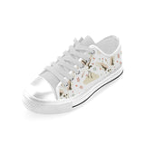 Beautiful Japanese cranes pattern Men's Low Top Canvas Shoes White