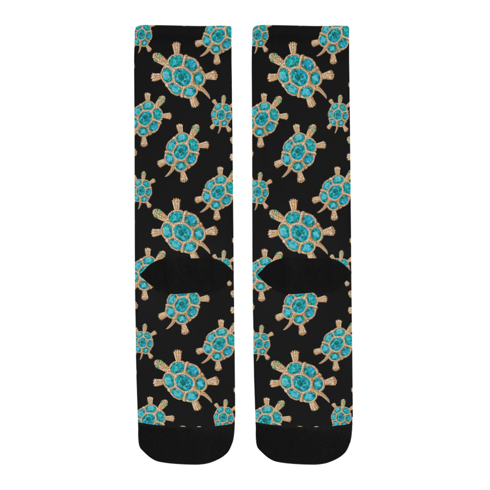 Sea turtle blue stone pattern Crew Socks