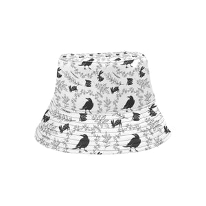 Crows floral wreath rabbit pattern Unisex Bucket Hat