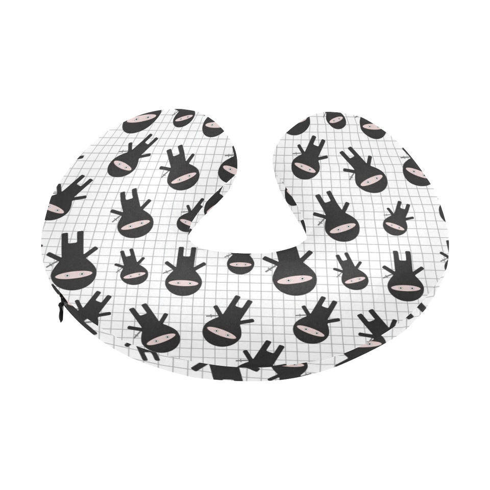 Ninja pattern plaid background U-Shaped Travel Neck Pillow