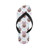 Cute pug hat rabbit costume pattern Unisex Flip Flops