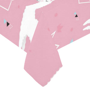 Llama Alpaca pink background Tablecloth