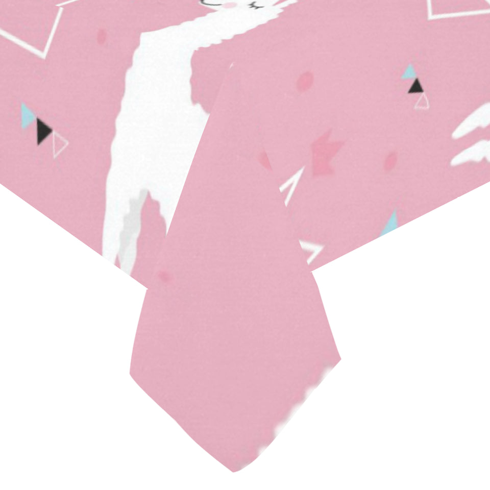 Llama Alpaca pink background Tablecloth