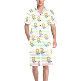 Cute hand drawn mermaid Men's V-Neck Short Pajama Set