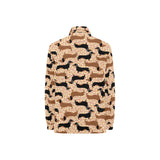 Dachshund floral background Women's Long Sleeve Polo Shirt