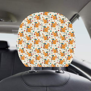 Squirrel Pattern Print Design 04 Car Headrest Cover