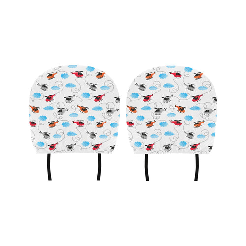 Watercolor helicopter cloud pattern Car Headrest Cover