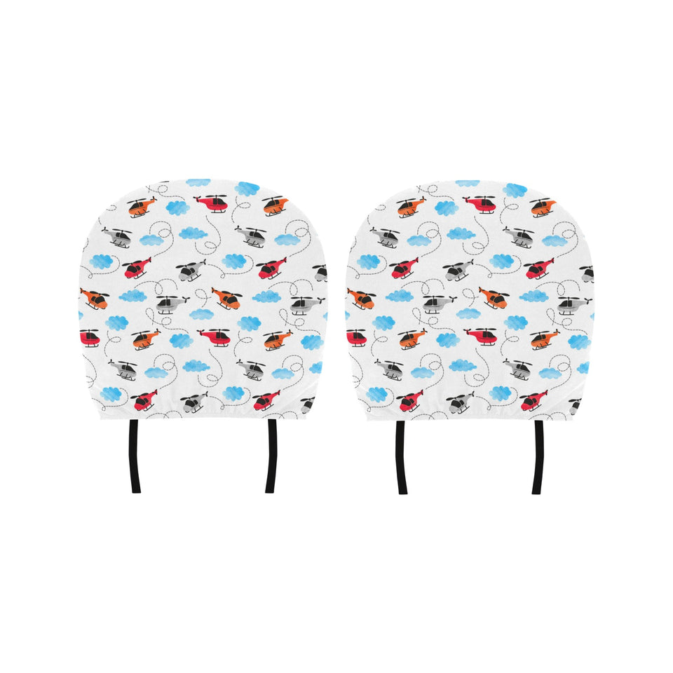 Watercolor helicopter cloud pattern Car Headrest Cover