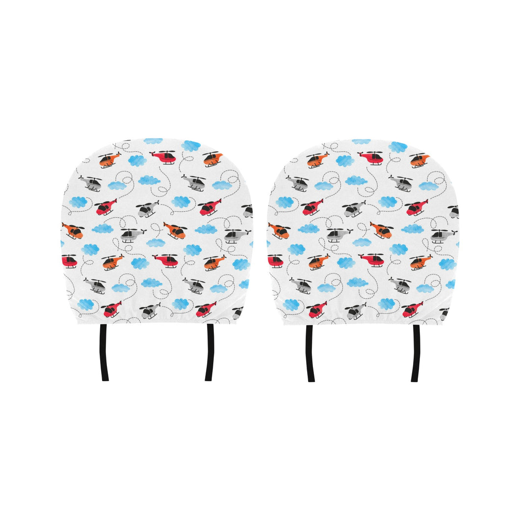 Watercolor helicopter cloud pattern Car Headrest Cover