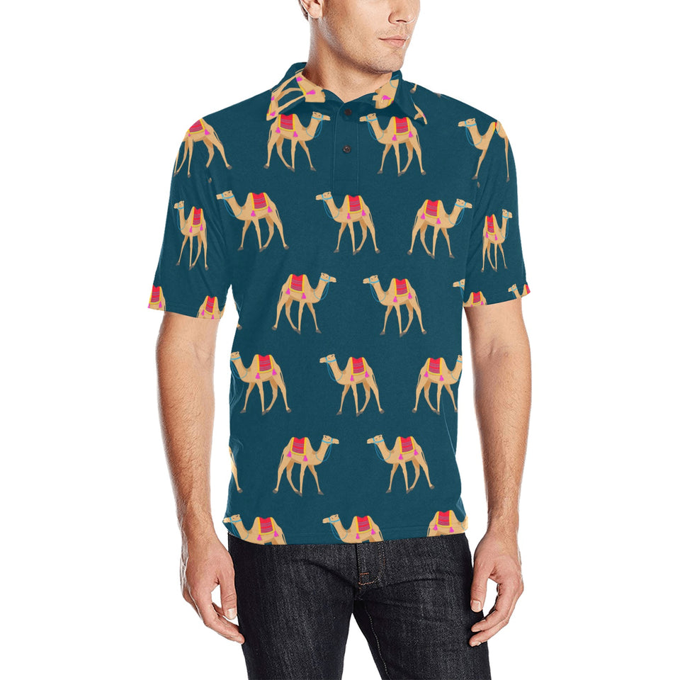 Camel pattern blue blackground Men's All Over Print Polo Shirt
