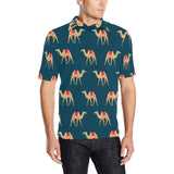 Camel pattern blue blackground Men's All Over Print Polo Shirt