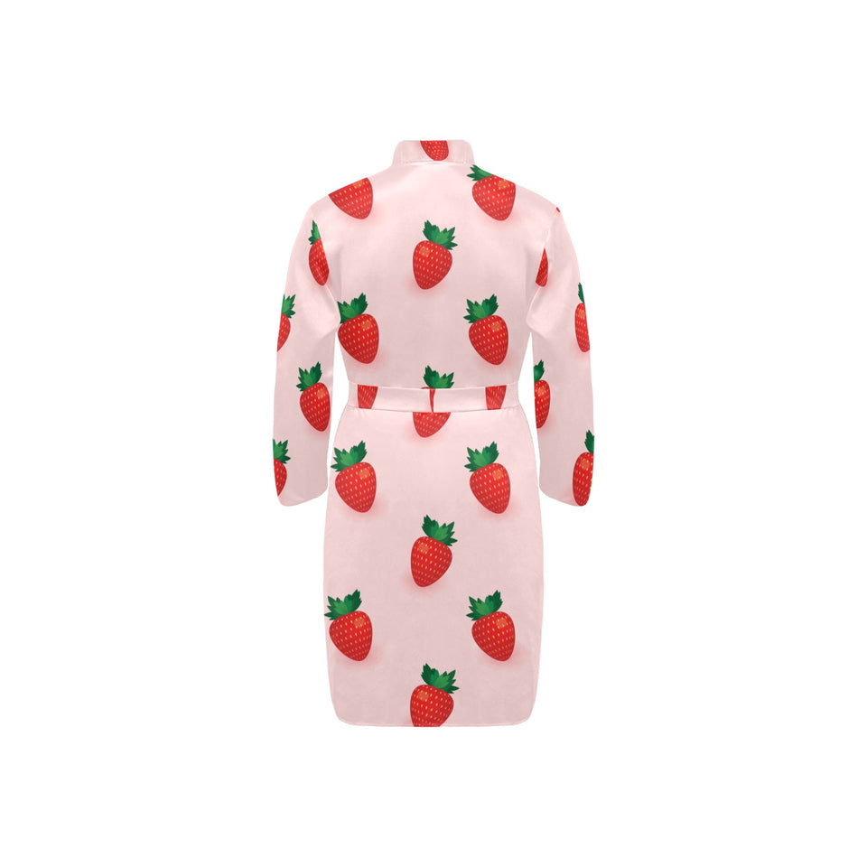 Strawberry beautiful pattern Men's Long Sleeve Belted Night Robe