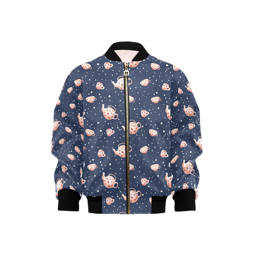 Tea pots Pattern Print Design 04 Kids' Boys' Girls' Bomber Jacket