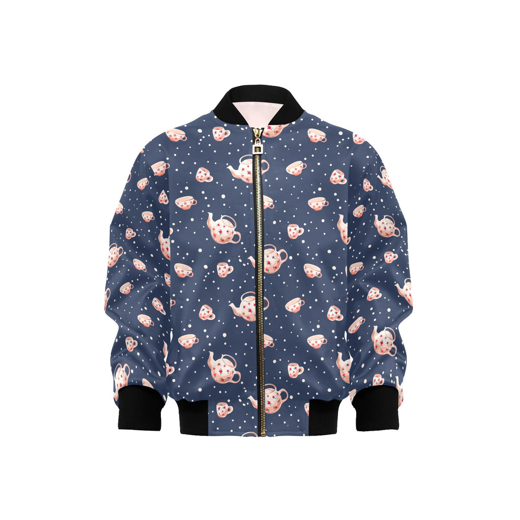 Tea pots Pattern Print Design 04 Kids' Boys' Girls' Bomber Jacket