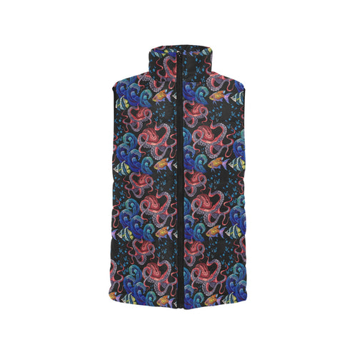 Octopus sea wave tropical fishe pattern Men's Padded Vest