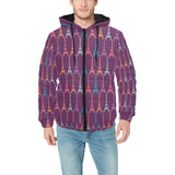 Eiffel Tower Pattern Print Design 05 Men's Padded Hooded Jacket
