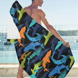 Colorful shark Beach Towel