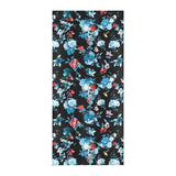 Skull flower roses leave pattern Beach Towel