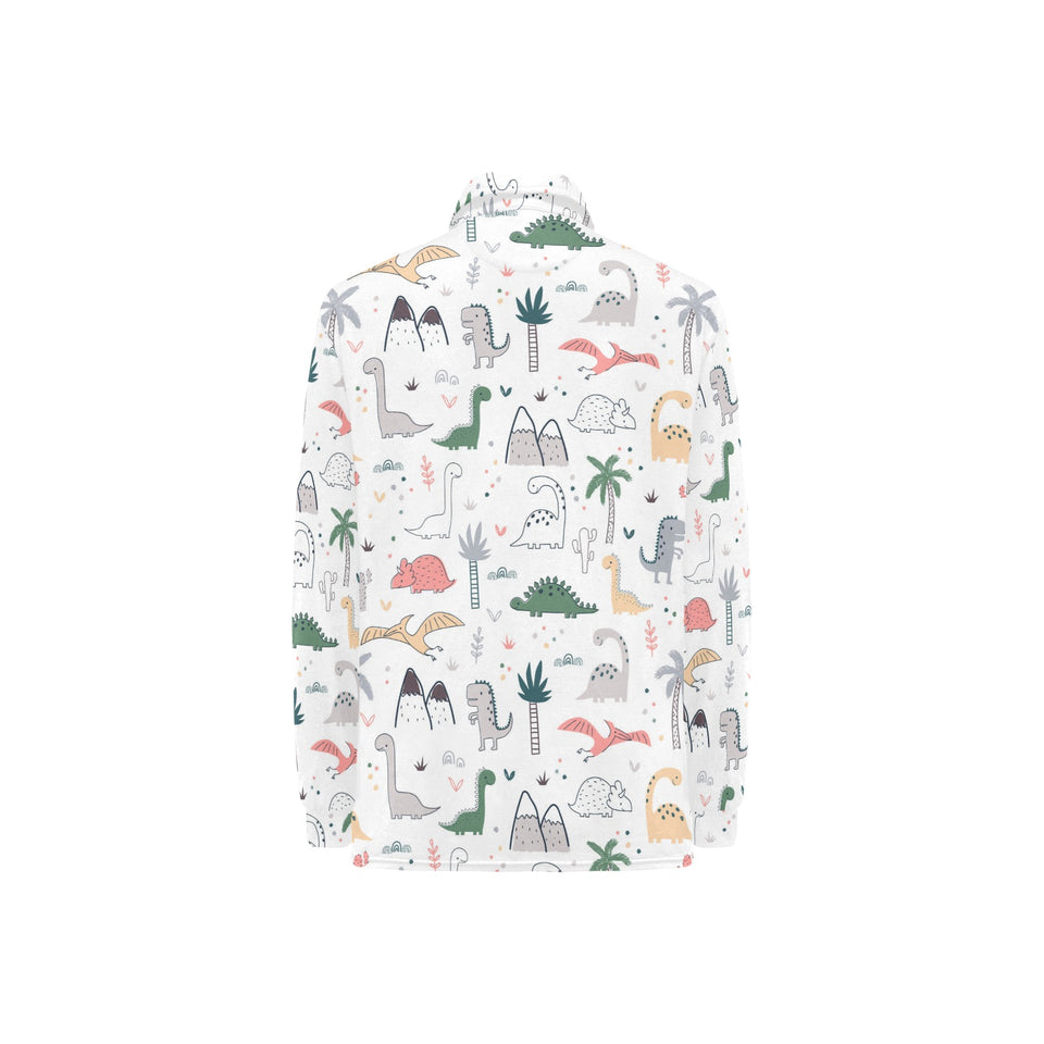 Cute cartoon dinosaurs tree pattern Women's Long Sleeve Polo Shirt