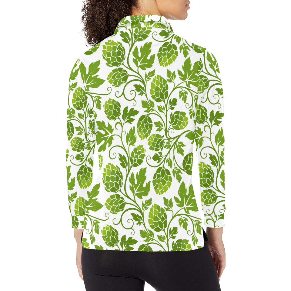 Hop design pattern Women's Long Sleeve Polo Shirt