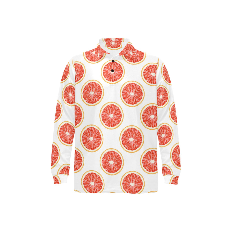 Grapefruit pattern Men's Long Sleeve Polo Shirt