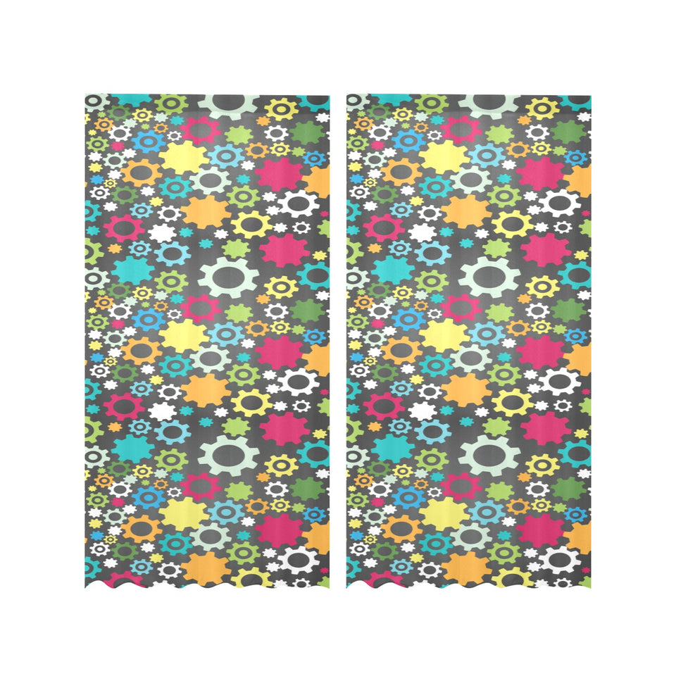 Gear Pattern Print Design 03 Gauze Curtain