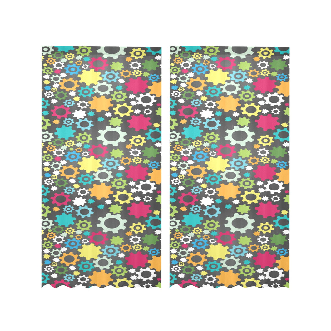Gear Pattern Print Design 03 Gauze Curtain