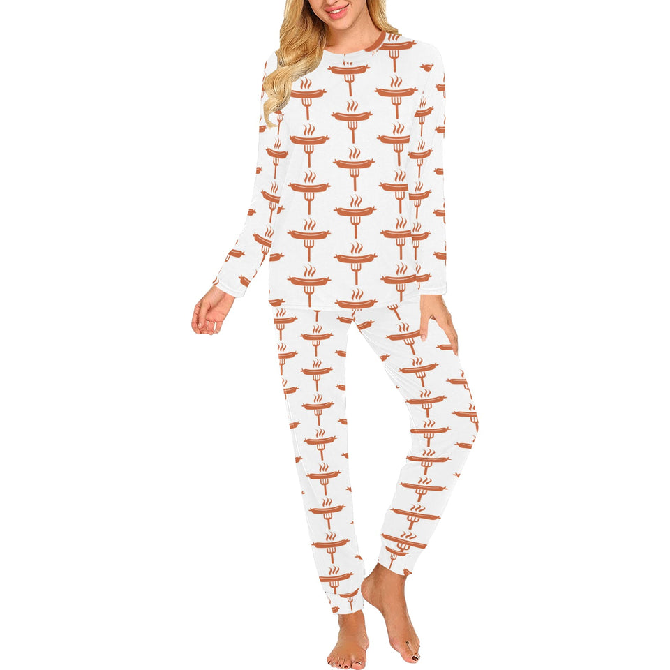 Sausage Pattern Print Design 05 Women's All Over Print Pajama Set