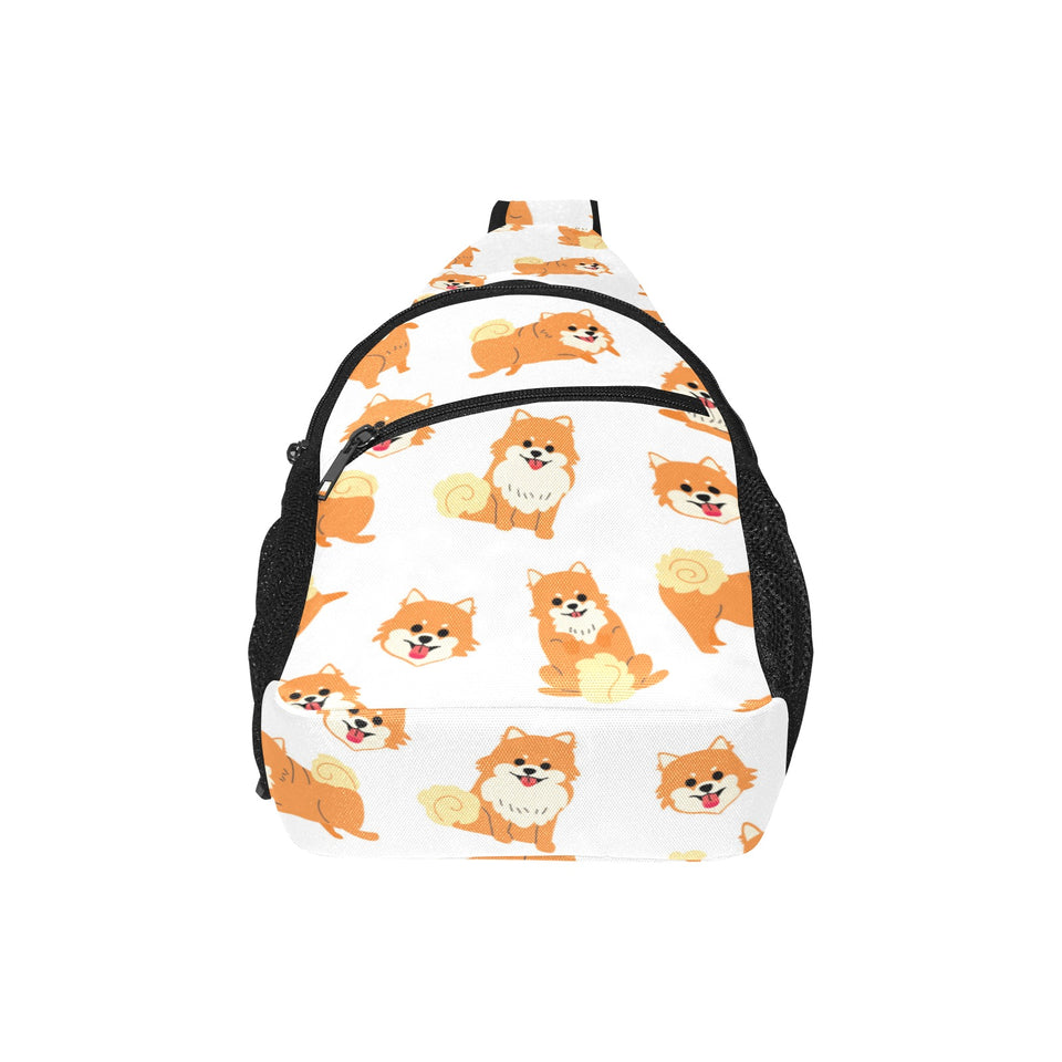 Brown pomeranian pattern All Over Print Chest Bag