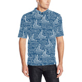Hand drawn sailboat pattern Men's All Over Print Polo Shirt