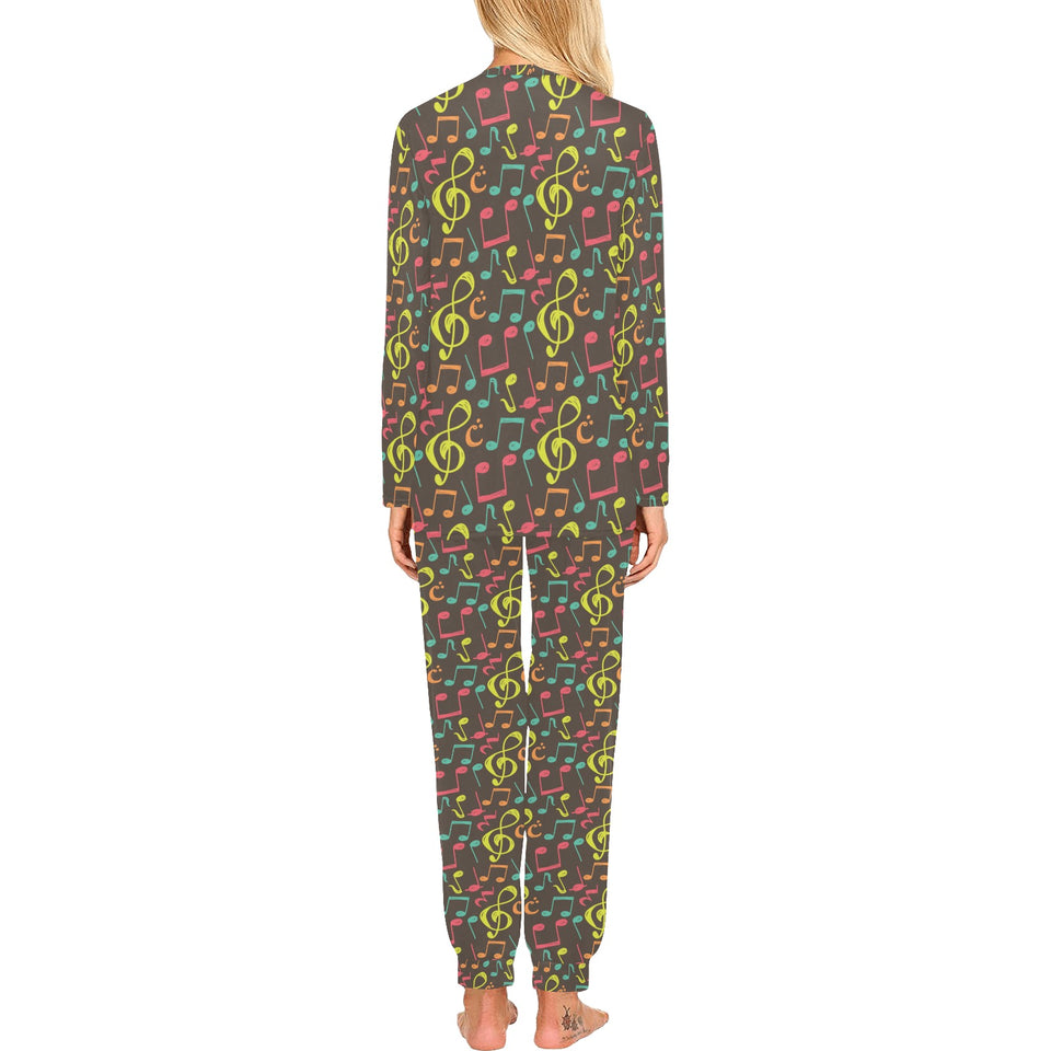 Music Notes Pattern Print Design 05 Women's All Over Print Pajama Set