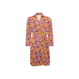 Gear Pattern Print Design 04 Men's Long Sleeve Belted Night Robe
