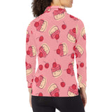 Cake cherry pattern Women's Long Sleeve Polo Shirt