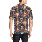 Sugar skulls flower maxican pattern Men's All Over Print Polo Shirt