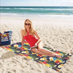 Colorful parrot flower pattern Beach Towel