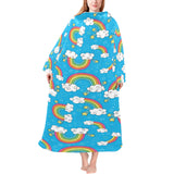 Rainbows Sky Clouds Pattern Blanket Robe with Sleeves