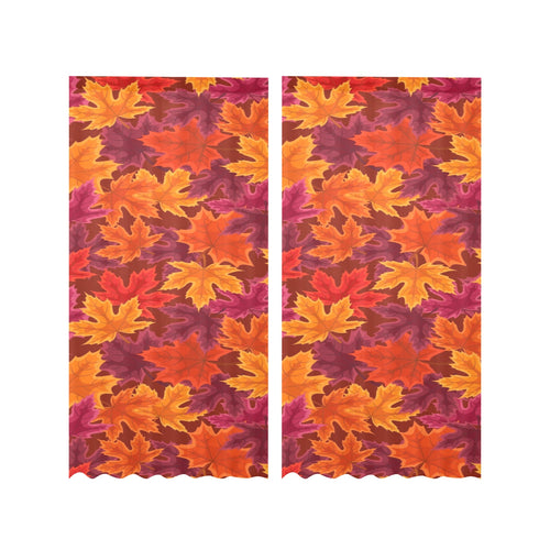 Autumn maple leaf pattern Gauze Curtain