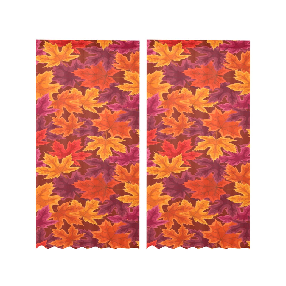 Autumn maple leaf pattern Gauze Curtain