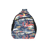 Blue red dragon cloud pattern All Over Print Chest Bag