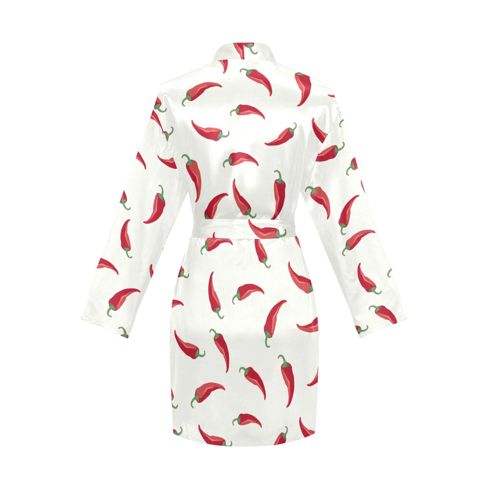Chili peppers pattern Women's Long Sleeve Belted Night Robe