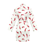 Chili peppers pattern Women's Long Sleeve Belted Night Robe