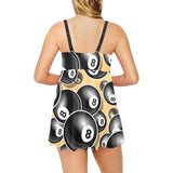 Billiard Ball Pattern Print Design 04 Chest Sexy Pleated Two Piece Swim Dress