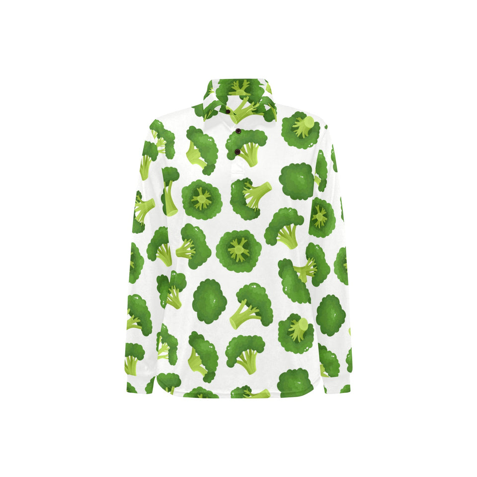 Cute broccoli pattern Women's Long Sleeve Polo Shirt