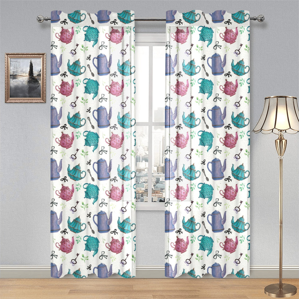 Tea pots Pattern Print Design 05 Gauze Curtain