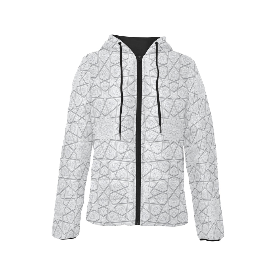 arabic star pattern Women's Padded Hooded Jacket