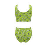 Slices of Lime design pattern Chest Bowknot High Waisted Bikini Swimsuit